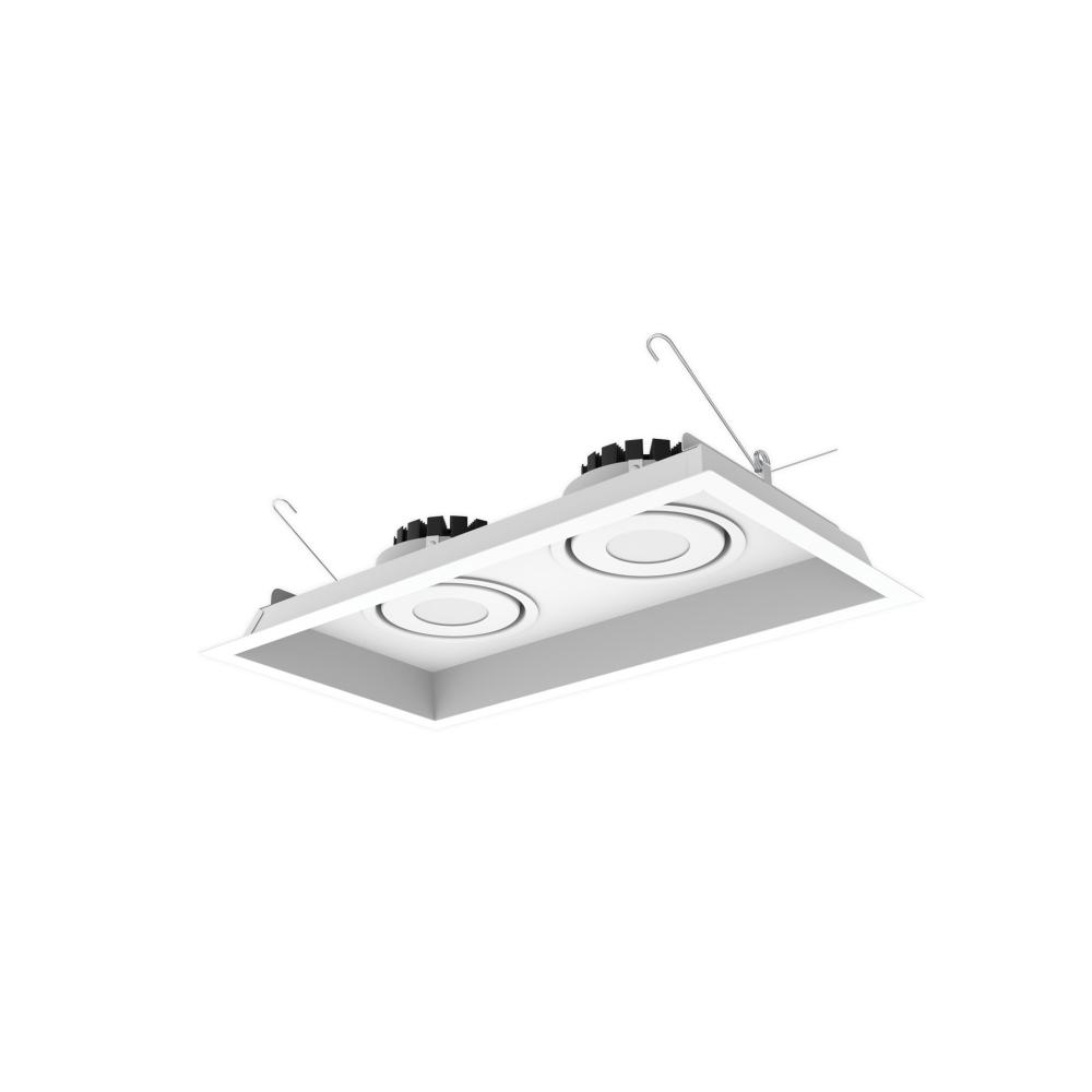 Two-Head Flanged LED Multiple Lighting Trim, 900lm per Head w/ Spot Optic, 2700K, Regressed White