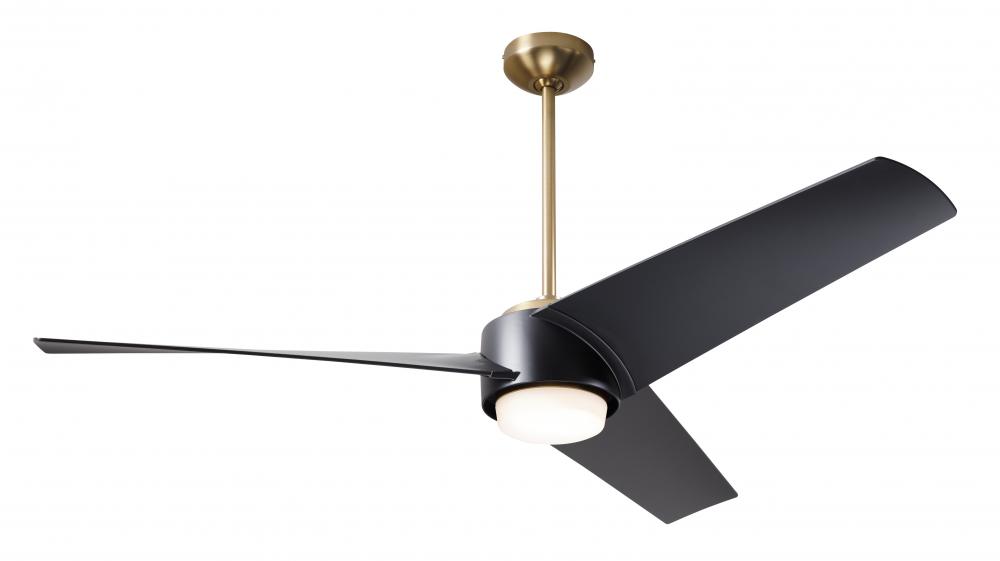 Ambit DC Fan- Satin Brass/Matte Black Finish; 56" Matte Black Blades; 17W LED (Satin Brass Trim)