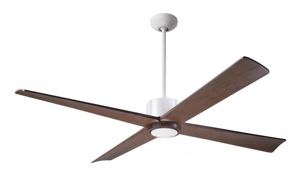Nouveau DC Fan; Matte White Finish w/ Graphite; 56" Mahogany Blades; No Light