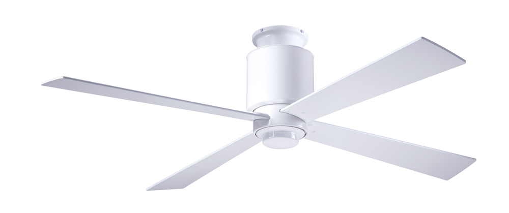 Lapa Flush Fan; Gloss White Finish; 50" Nickel Blades; No Light; Wall Control with Remote Handse