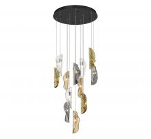 Lib & Co. US 10164-024-02 - Sorrento, 12 Light Round LED Chandelier, Mixed with Copper Leaf, Black Canopy