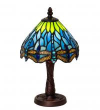Meyda Blue 230981 - 13" High Tiffany Hanginghead Dragonfly Mini Lamp