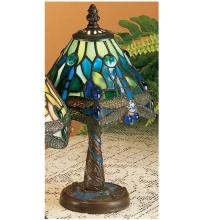 Meyda Blue 26617 - 12"H Tiffany Hanginghead Dragonfly W/Mosaic Base Mini Lamp