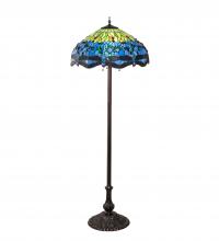 Meyda Blue 70021 - 62" High Tiffany Hanginghead Dragonfly Floor Lamp
