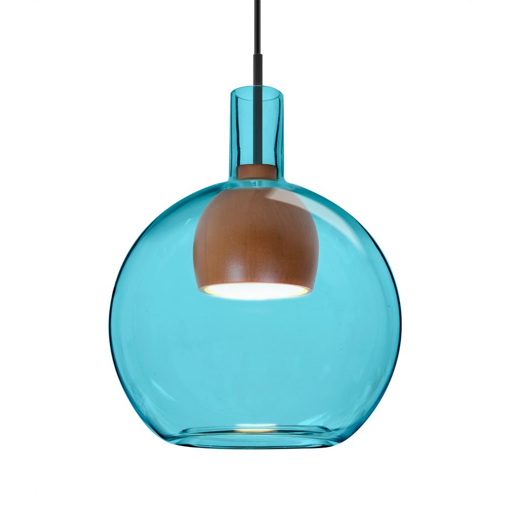 Besa, Benji Cord Pendant For Multiport Canopy, Blue/Medium, Black Finish, 1x9W LED