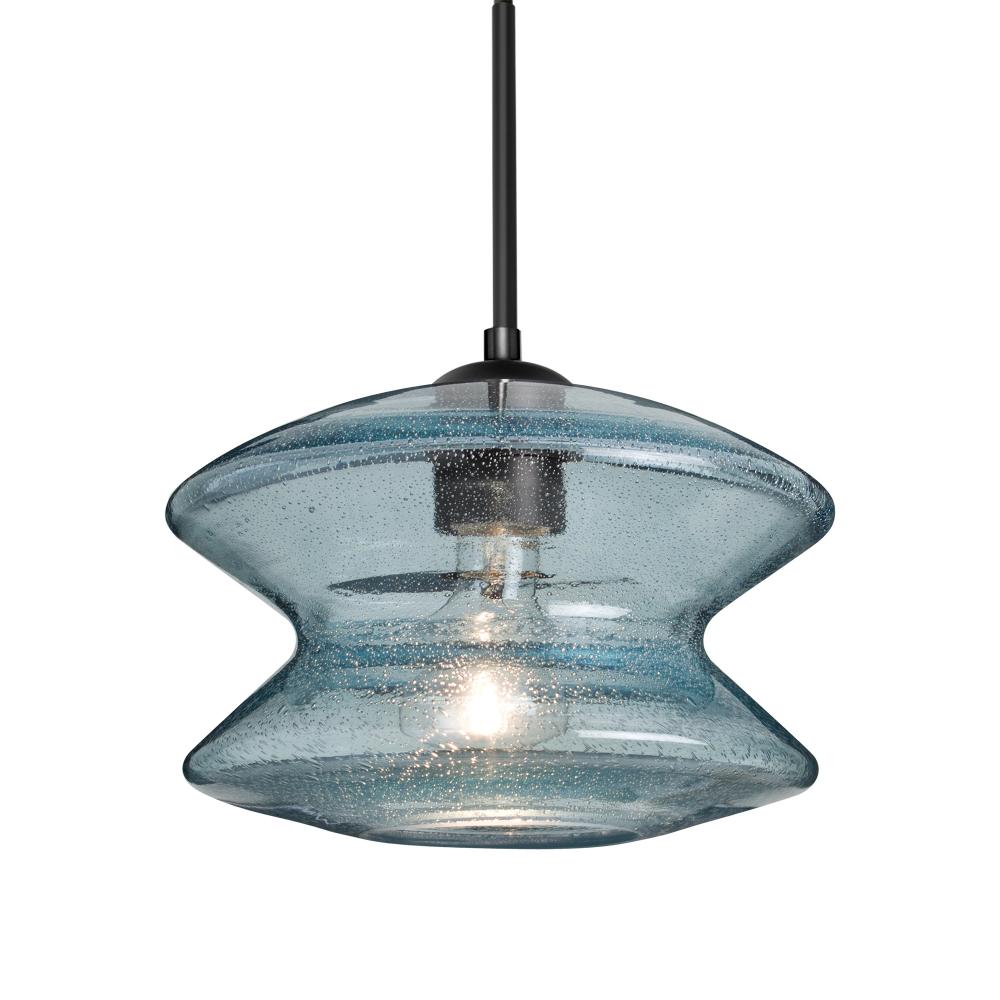 Besa, Zen Cord Pendant For Multiport Canopy, Blue Bubble, Black Finish, 1x8W LED Filament