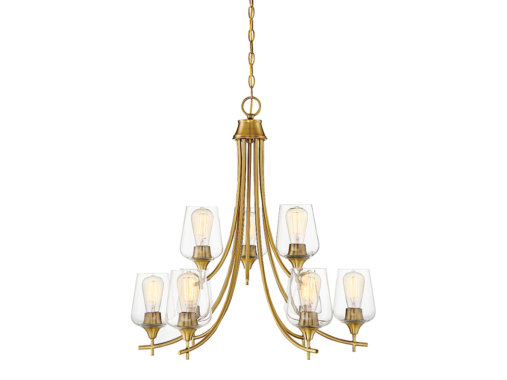 Octave 9-light Chandelier In Warm Brass