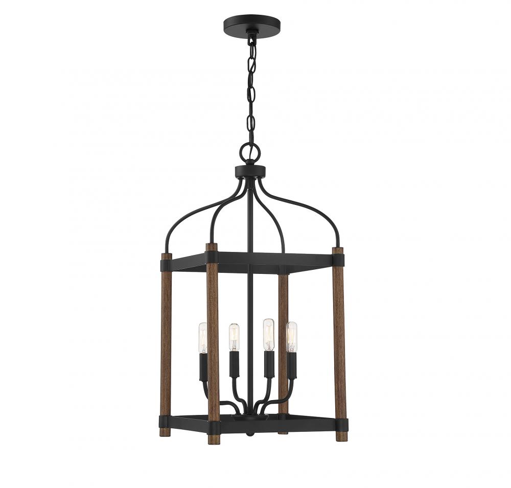 Eagen 4-Light Pendant in Darkwood with Black Accents
