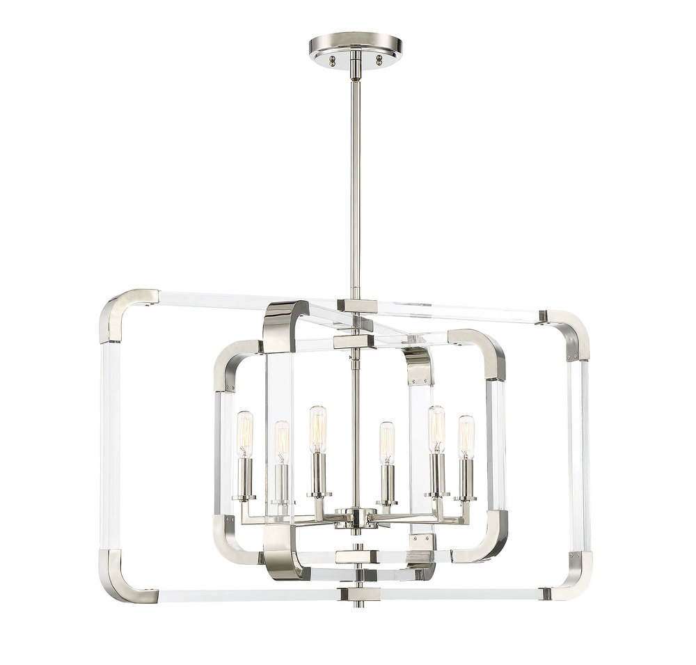 Rotterdam 6-light Pendant In Polished Nickel
