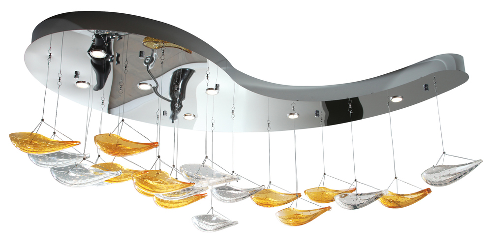 ChandelierÂ LeenaÂ  20 Clear Glass, Polished Chrome, 7 x 6w LED MR16