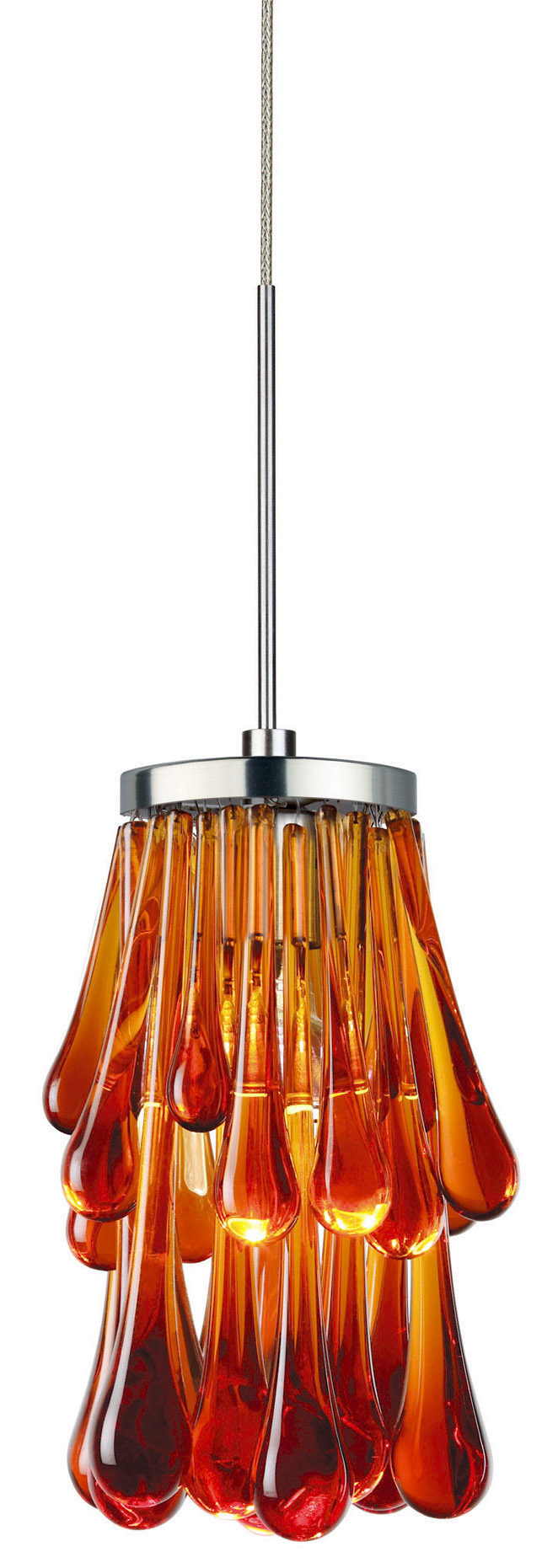 Pendant Droplets Amber Satin Nickel MR16 Halogen 35W Monopoint Canopy
