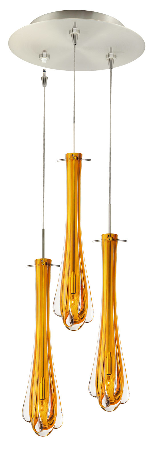 Pendant Dew Drop Amber Polished Nickel LED G4 JC 2W 110lm Monopoint