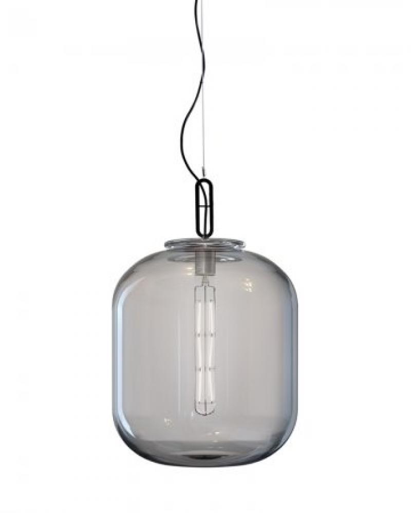 Pendant Max 14" Grey Glass Black Finish E26 LED 8W T10 2700K