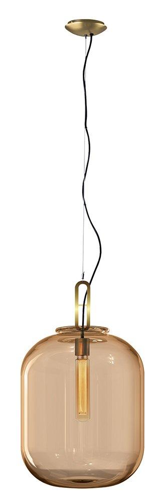Pendant Max 17" Amber Glass Brushed Brass Finish E26 Penny Lane LED Clear T60 22