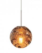 Stone Lighting PD654AMSNL3M - Pendant Ambra Amber Glass Satin Nickel LED G4 JC 3W 220lm Monopoint
