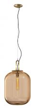 Stone Lighting PD332AMBBT60CR - Pendant Max 17" Amber Glass Brushed Brass Finish E26 Penny Lane LED Clear T60 22