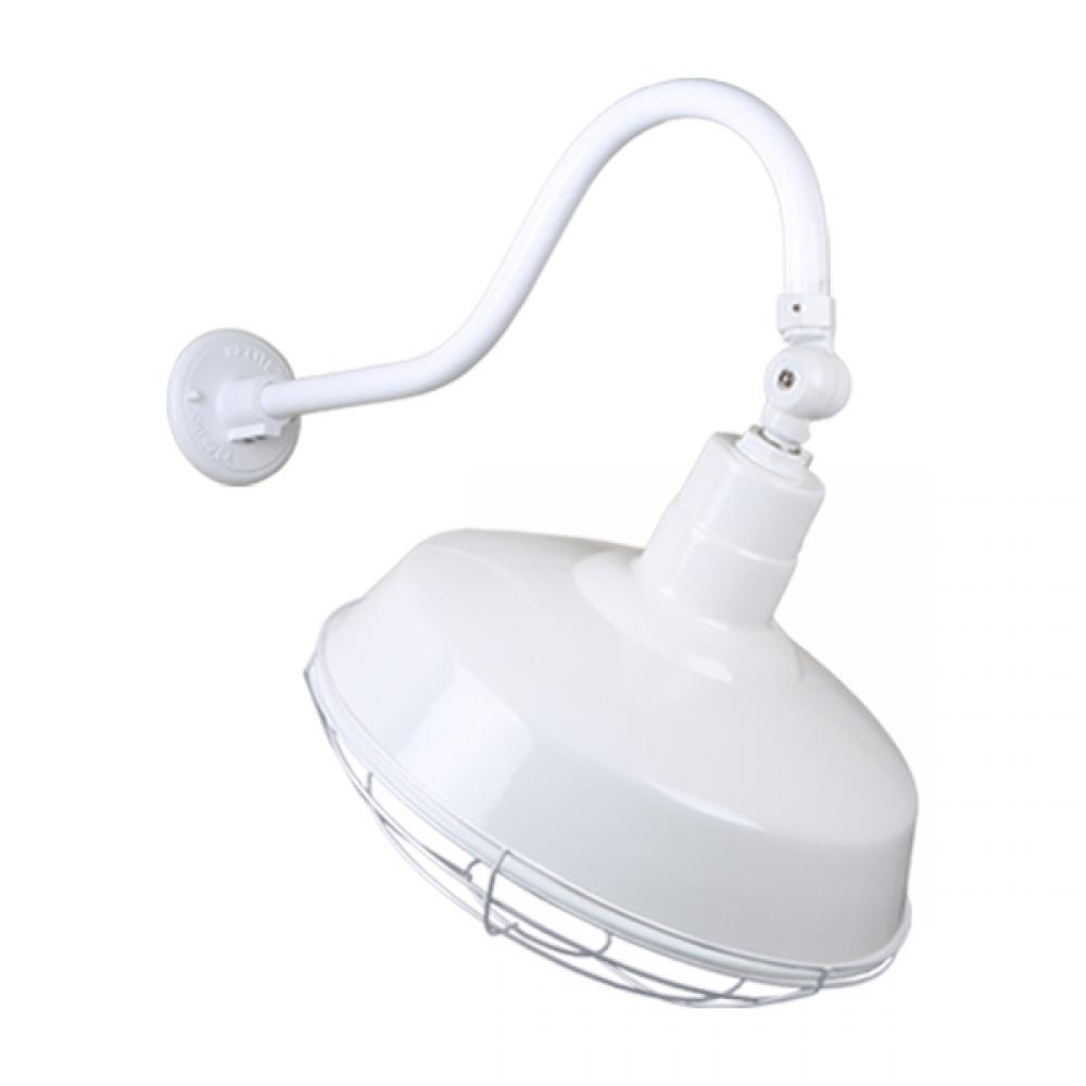 14" Gooseneck Light Warehouse Shade, QSNHL-A Arm, Swivel Knuckle & Wire Guard Accessories