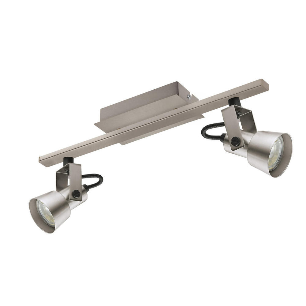 2 LT Fixed Track Light w/ Matte Nickel Finish & Matte Nickel Adjustable Lamp Heads