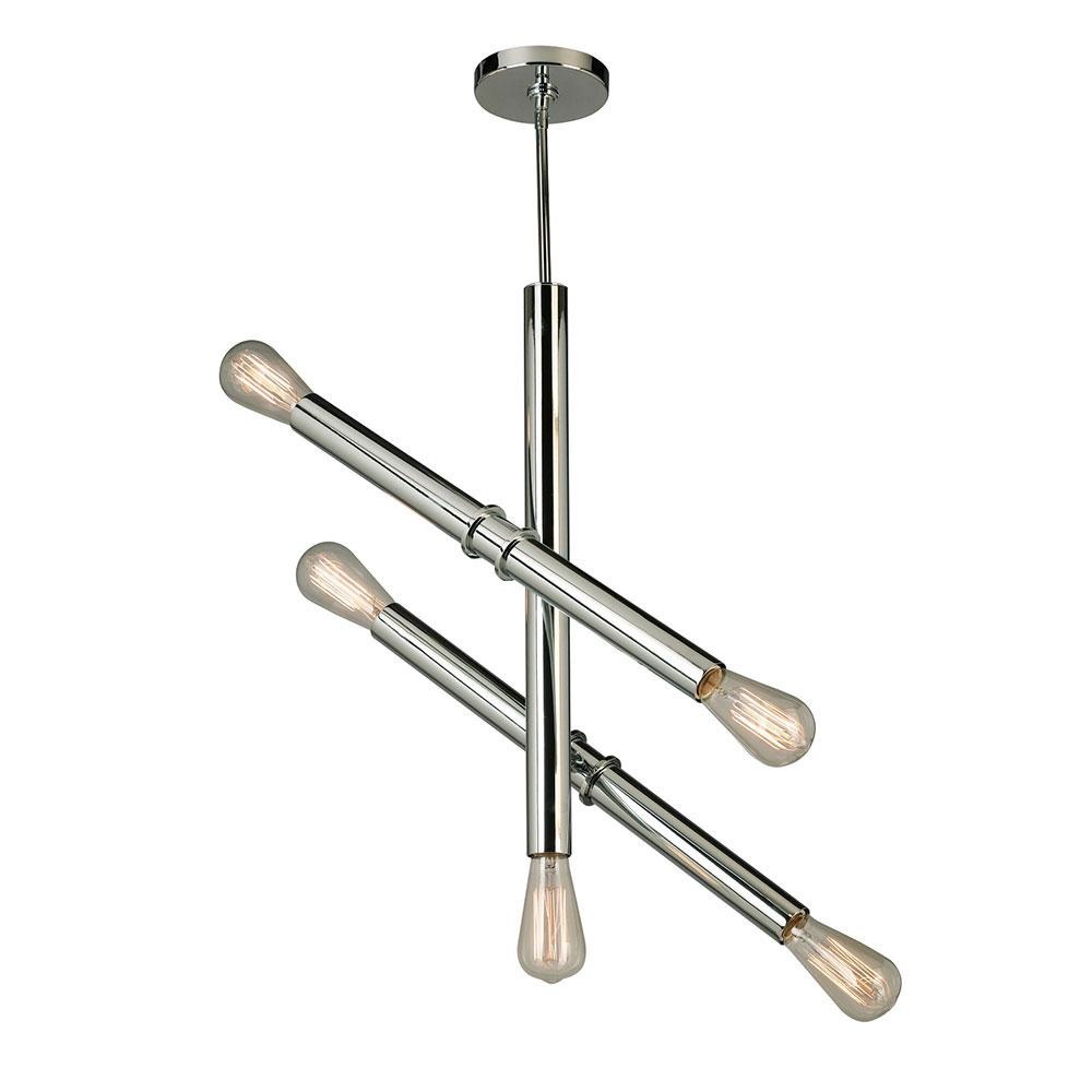 5 LT Open Bulb Pendant w/ Chrome Finish & Semi Adjustable Arms