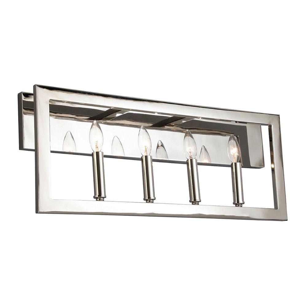 4 LT Bath/Vanity Light w/ Satin Nickel Finish & Candelabra Based Socket Holders