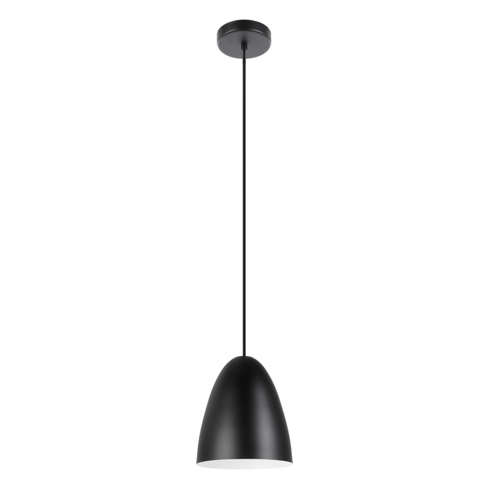 1 LT Pendant w/ Black Exterior & Matte White Interior Metal Shade