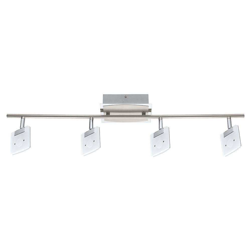 4 LT Integrated LED Fixed Track light w/ Chrome Finish & Satin Acrylic Adjustable Shades