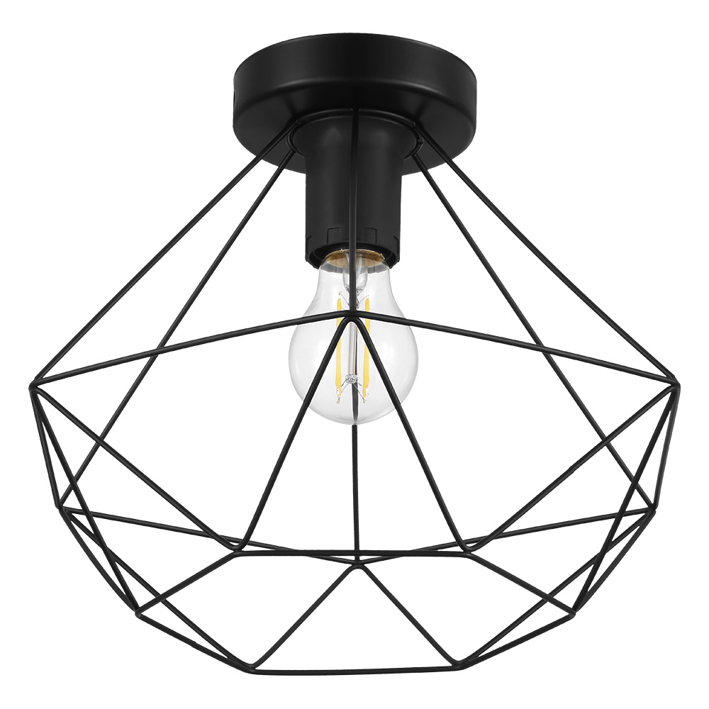 1 LT Ceiling Light w/ Black Finish & Geometric Metal Shade