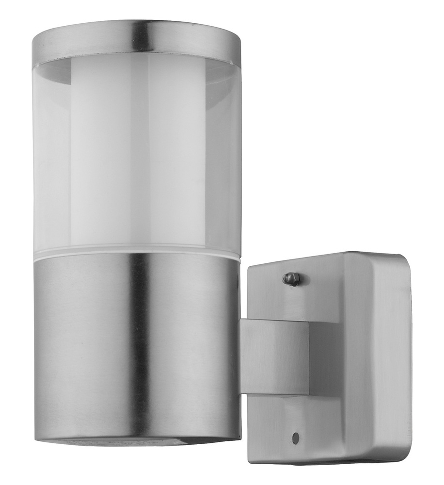 LED Outdoor Wall Light w/ Stainless Steel Finish & White Interior & Clear Exterior Acrylic Shade