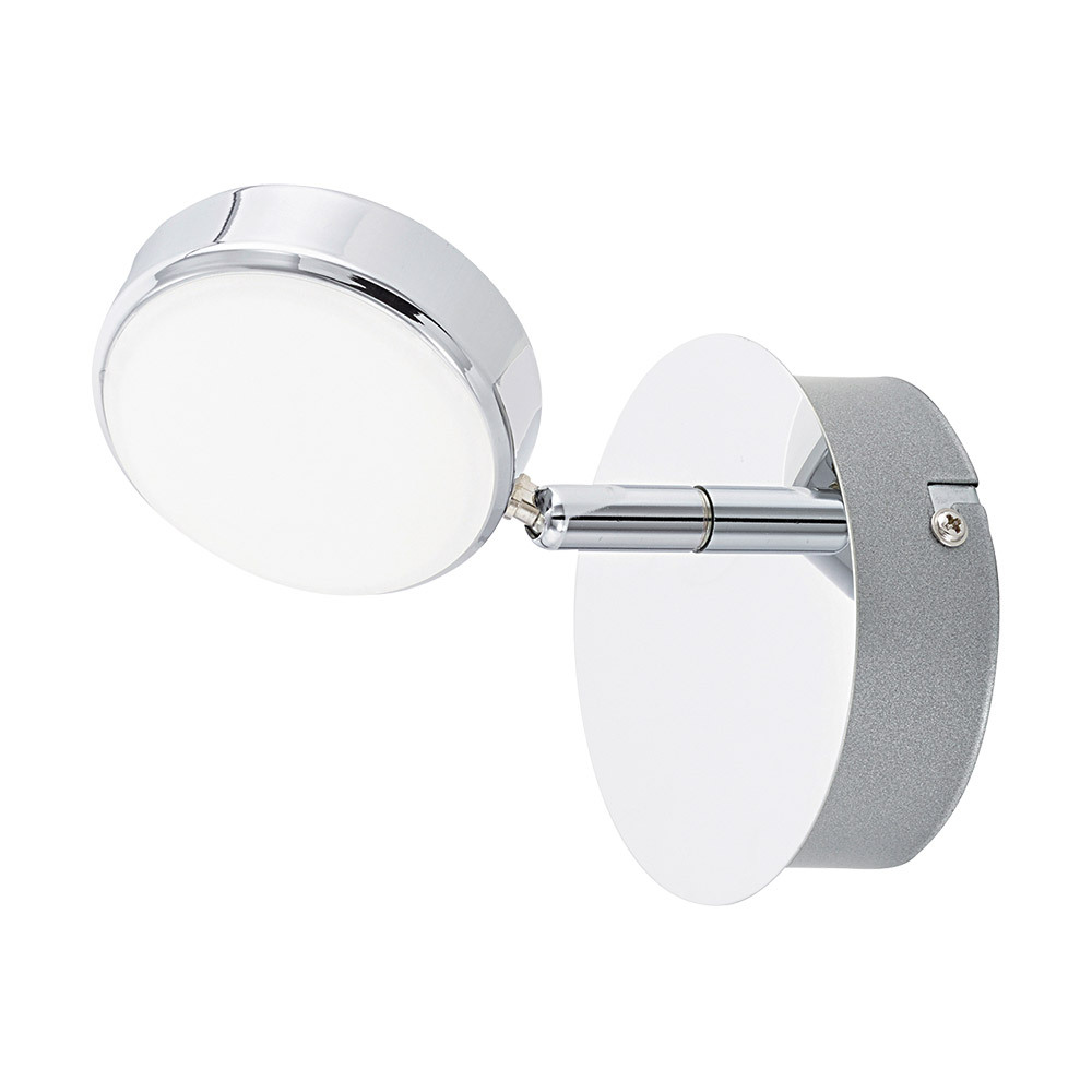 1 LT LED Wall Track Light w/ Chrome Finish & Satin Acrylic Adjustable Shades