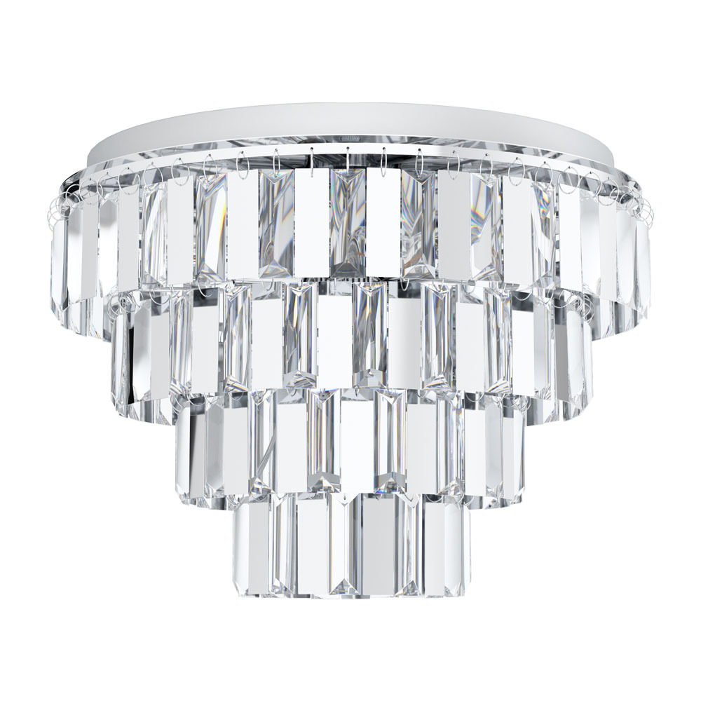 7 LT Four Tier Ceiling Light w/ Chrome Finish & Clear Square Glass Shades