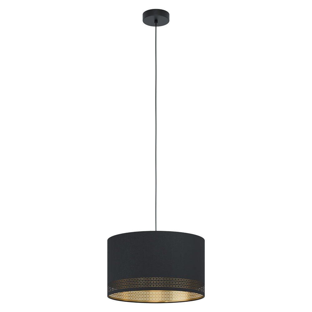 1 LT Pendant w/ a Black finish & Black Exterior & Gold Interior Shade
