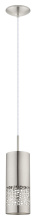 Eglo 201424A - 1 LT Mini Pendant w/ Satin Nickel Finish & Matte Nickel Cylinder Metal Shade