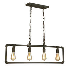 Eglo 202847A - 4 LT Open Frame, Open Bulb Linear Pendant w/ Matte Bronze Finish
