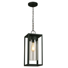 Eglo 203036A - 1 LT Outdoor Pendant w/ Mattte Black Finish & Clear Glass Shade