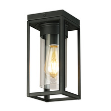 Eglo 203667A - 1 LT Outdoor Flush Mount w/ Matte Black Finish & Clear Glass Shade