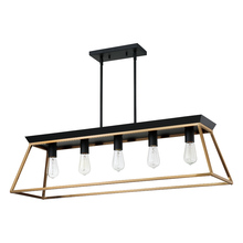 Eglo 204596A - 5 LT Open Frame Linear Pendant w/ Brushed Gold & Matte Black Finish