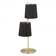 Eglo 205301A - 2 LT Table Lamp, Brushed Brass Finish & Black w/ Gold Interior Shades