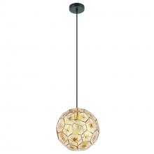 Eglo 39754A - 1 LT Pendant w/ Black Finish & Geometric Shaped Brass Colored Shade
