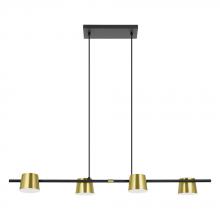 Eglo 39985A - 4 LT Linear Pendant w/ Black Finish & Brass & White Metal Shades