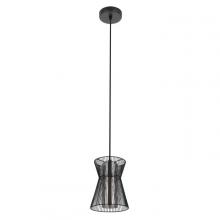 Eglo 99633A - 1 LT Pendant w/ Black Metal Frame & Transparent Smoked Glass Shade