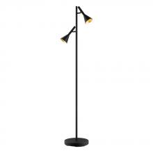Eglo 97806A - 2 LT Floor Lamp w/ Black Finish & Black w/ Gold Interior Shades