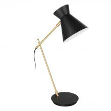 Eglo 98864A - 1 LT Table Lamp w/ Black & Brushed Brass Finish & Black & White Shade