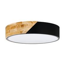 Eglo 99388A - 2 LT Ceiling Light w/ Black Fabric & Wood Finish & White Plastic Diffuser