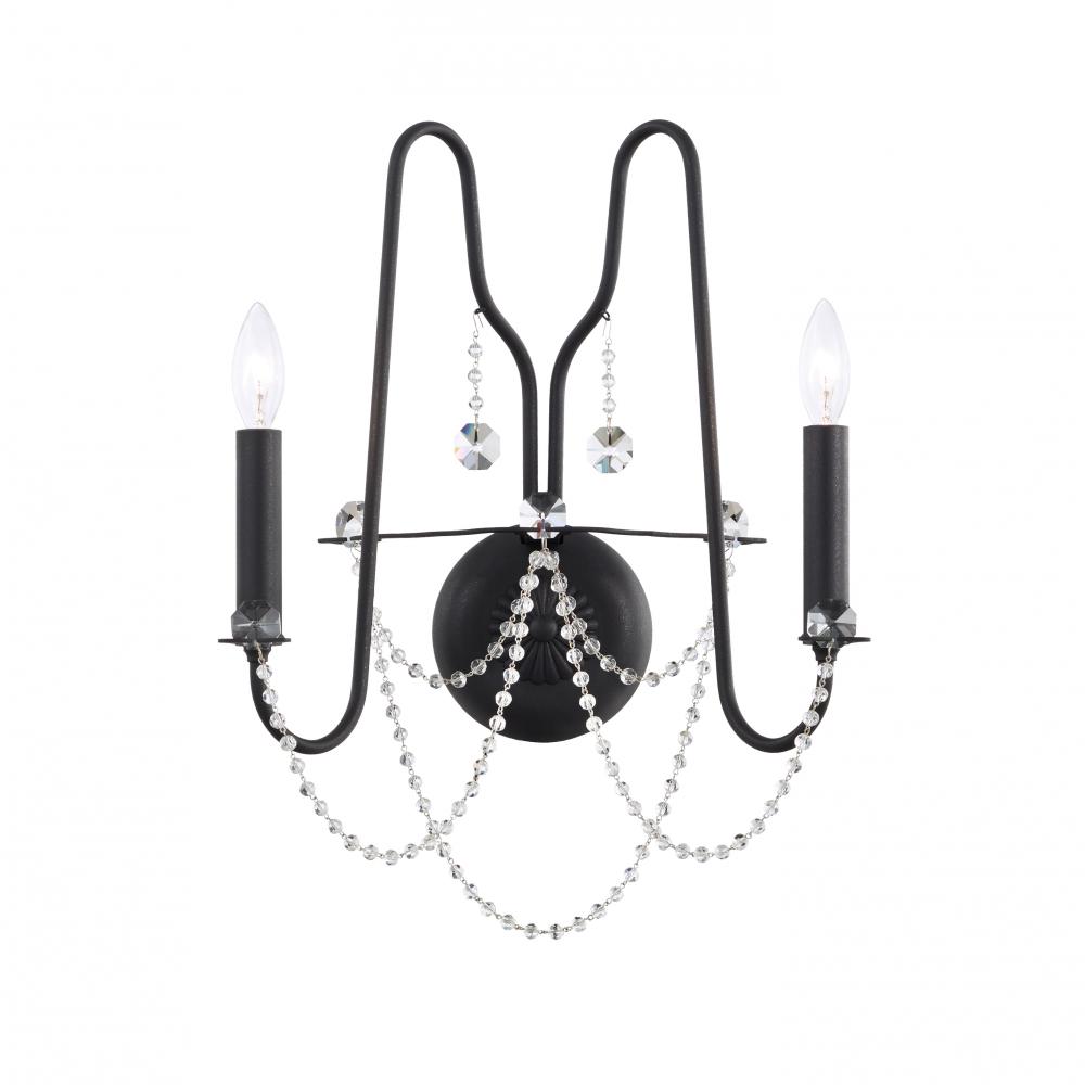 Esmery 2 Light 120V Wall Sconce in Etruscan Gold with Optic Crystal