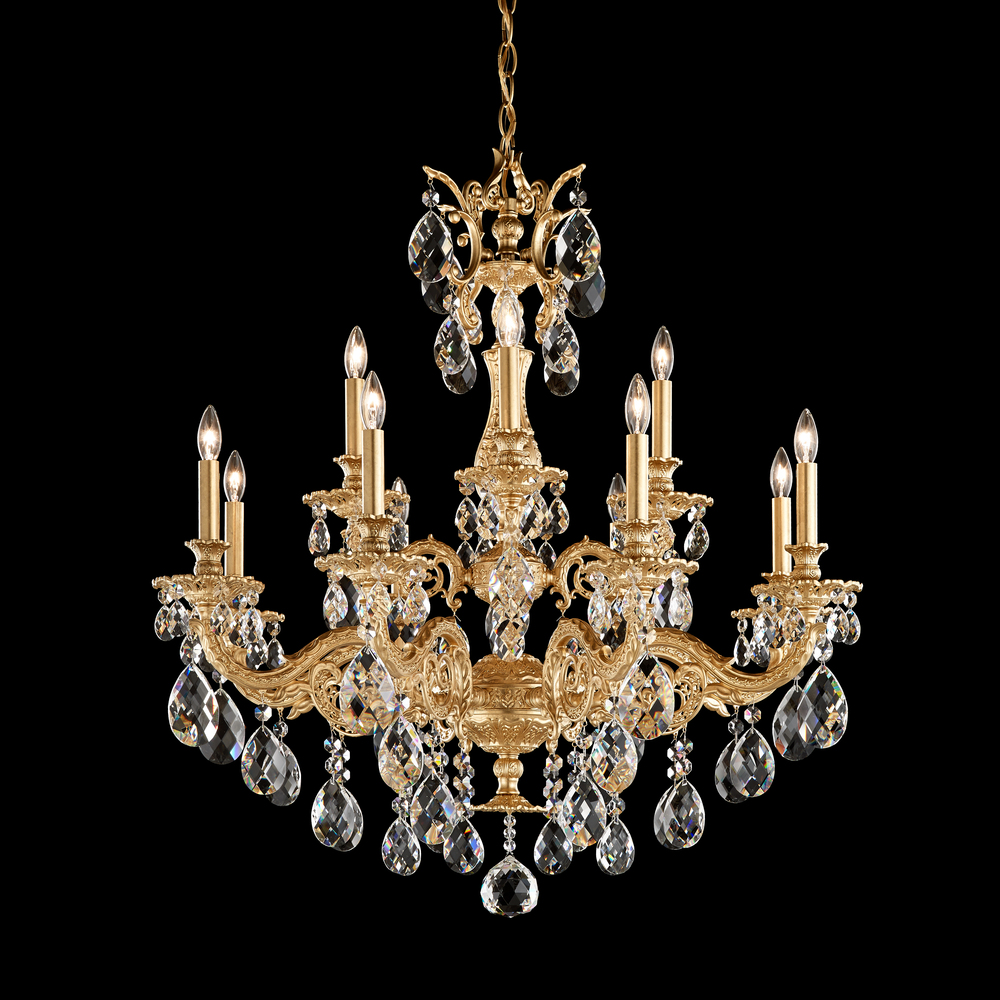 Milano 12 Light 120V Chandelier in Florentine Bronze with Radiance Crystal
