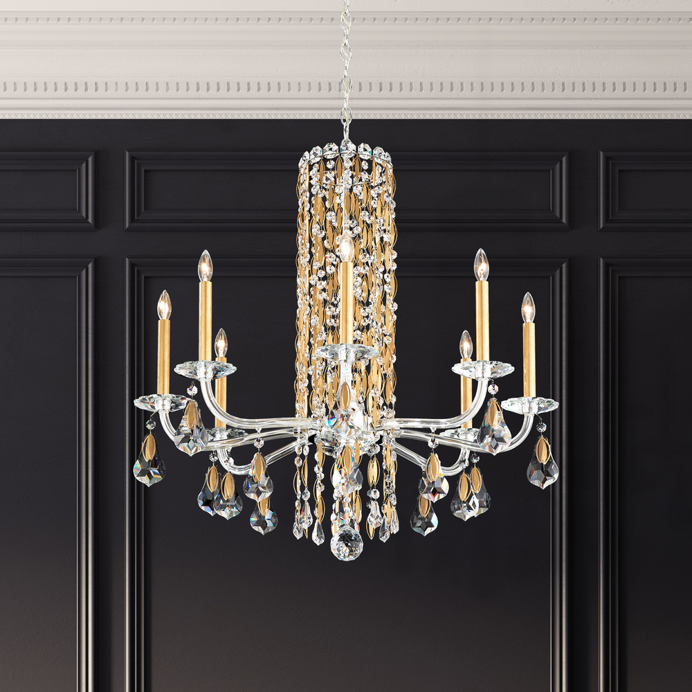 Siena 8 Light 120V Chandelier in Polished Stainless Steel with Radiance Crystal