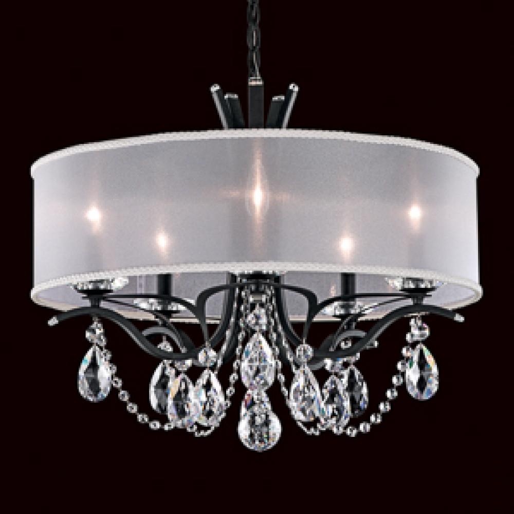 Vesca 5 Light 110V Chandelier in Antique Silver with Clear Crystals From Swarovski® and Shade Har