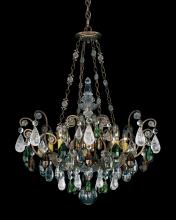Schonbek 1870 3587-26AD - Renaissance Rock Crystal 8 Light 120V Pendant in French Gold with Amethyst & Black Diamond Quartz