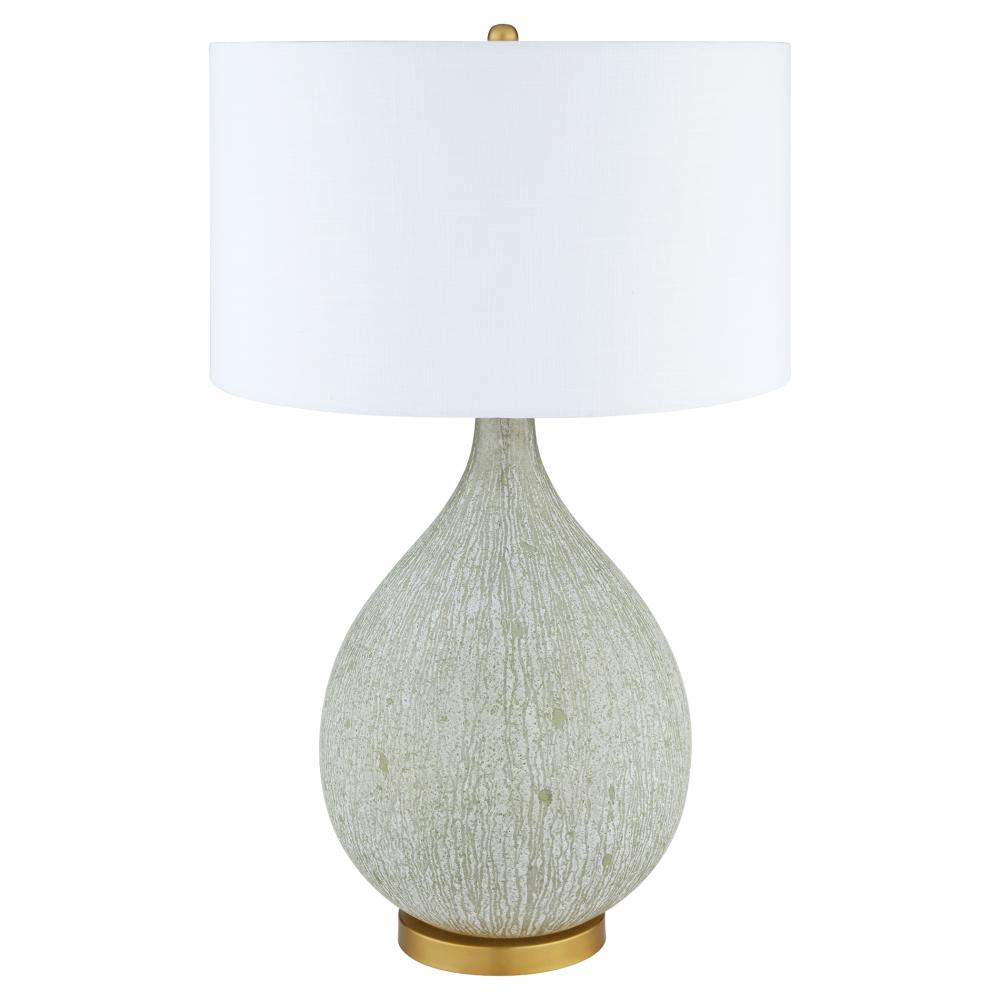 Ambella Table Lamp Textured Matte White Antique Brass White