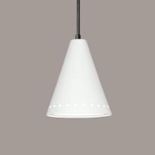A-19 P804-WC-BCC-1LEDE26 - Greenlandia Pendant: White Crackle (Black Cord & Canopy)